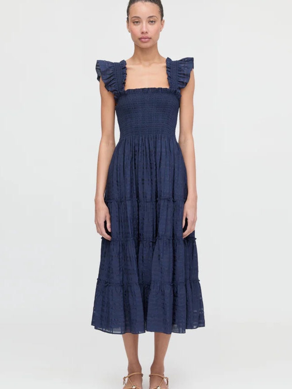 Hill House Home The Ellie Nap Dress in Navy Sheer Plaid - Size Small NEW!